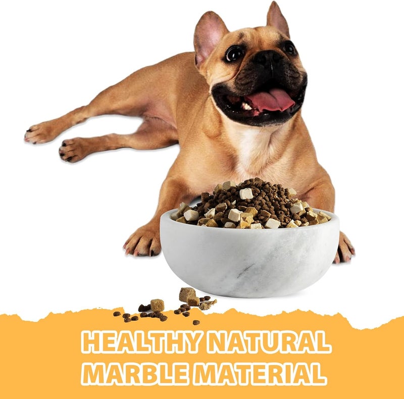 karibiber White Dog Bowl, Marble Dog Food Bowl, Non-Slip Stone Dogs Water Bowl Large, Non-Tipping Heavy Duty Pet Bowl for Large Dogs, African Natural Marble, Holds 4.6Cups(7.5lbs) - Image 5